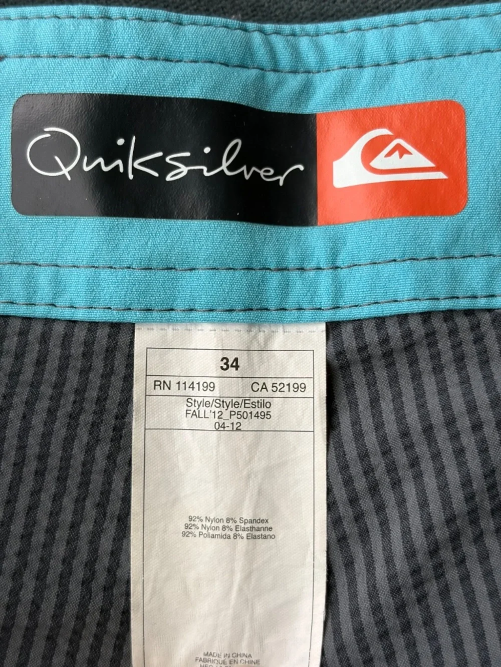 Quiksilver men Board Shorts seersucker 34 gray blue